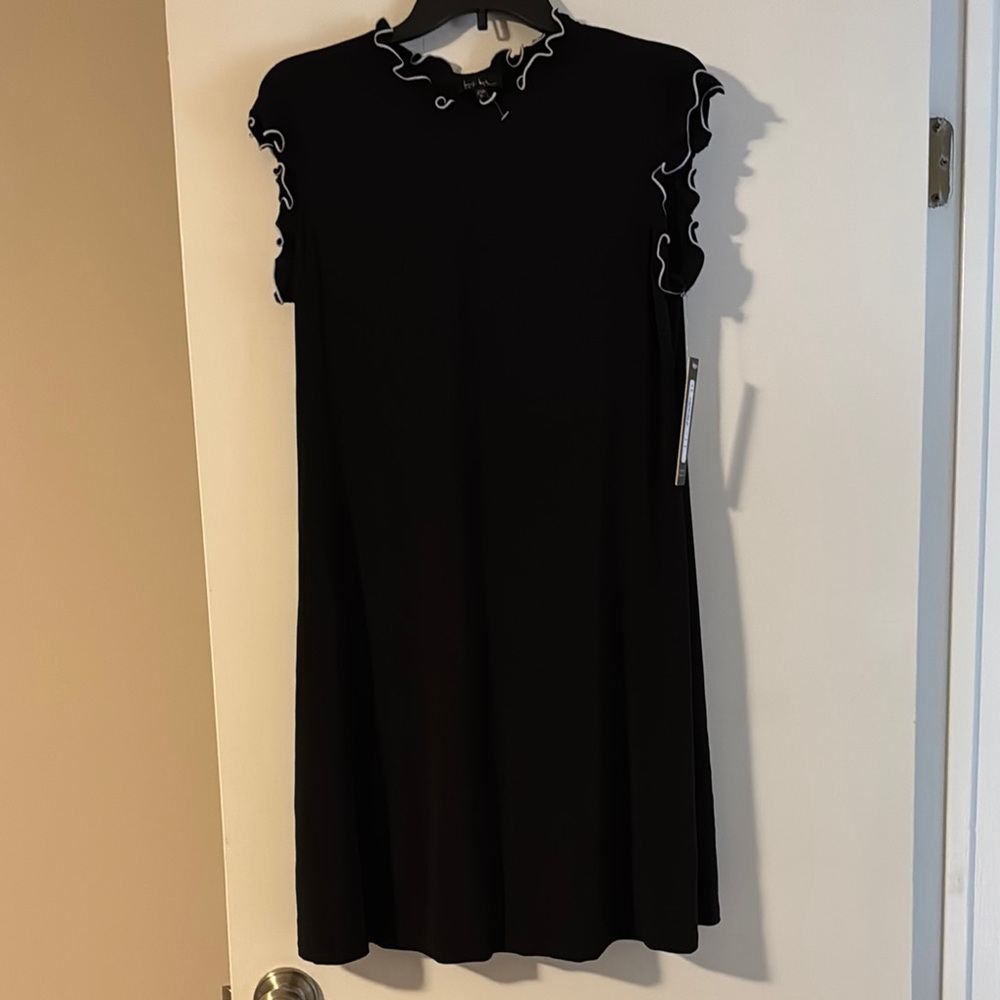 Nicole Miller Black A-Line Mock Neck Dress